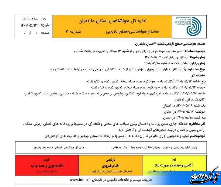 آخرین وضعیت جوی مازندران تا ۲۰ مرداد+ تصاویر